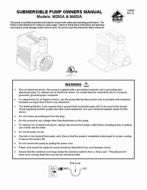 Beckett Water Gardening Plumbing Product M250A-page_pdf